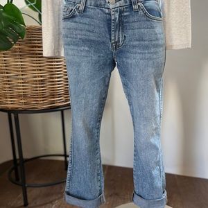 7 For All Mankind Kimmie Straight Leg Jeans - Light Stone Wash, Size 27